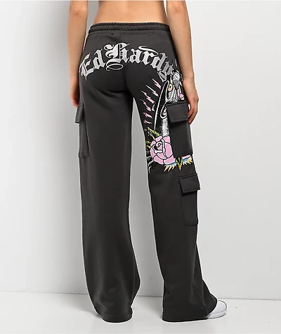 Ed Hardy Panther Charcoal Cargo Sweatpants