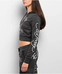 Ed Hardy Panther Charcoal Crop Zip Hoodie