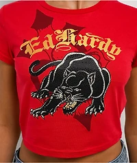 Ed Hardy Panther Cherry Crop T-Shirt