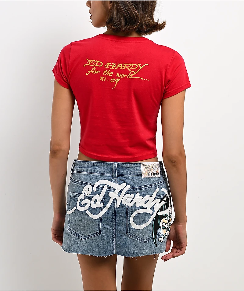 Ed Hardy Panther Cherry Crop T-Shirt