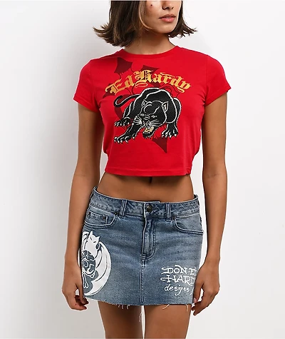 Ed Hardy Panther Cherry Crop T-Shirt
