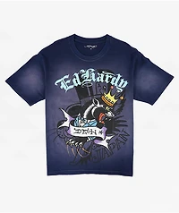 Ed Hardy Panther Crown Sunfade Navy T-Shirt