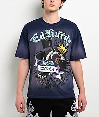 Ed Hardy Panther Crown Sunfade Navy T-Shirt