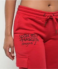 Ed Hardy Panther Dagger Red Cargo Sweatpants