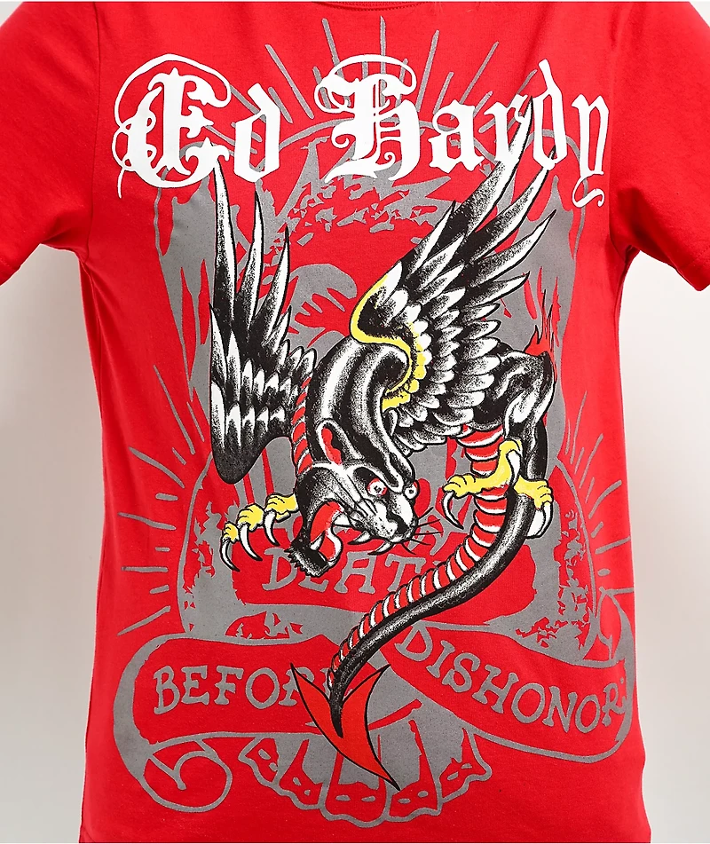 Ed Hardy Panther Dragon Red T-Shirt