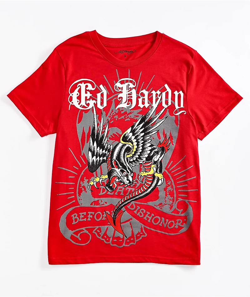 Ed Hardy Panther Dragon Red T-Shirt