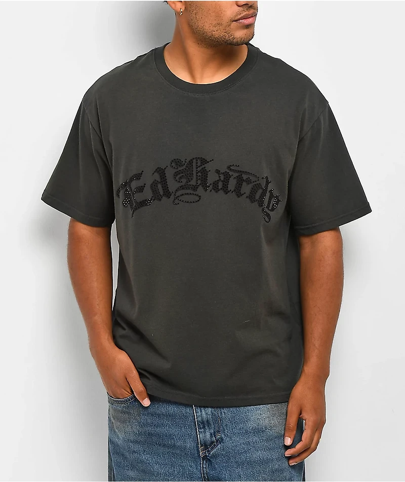 Ed Hardy Panther Flame Rhinestone Black T-Shirt
