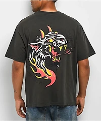 Ed Hardy Panther Flame Rhinestone Black T-Shirt