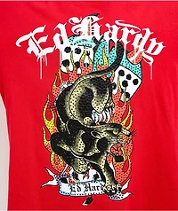 Ed Hardy Panther Flames Red Boxy T-Shirt