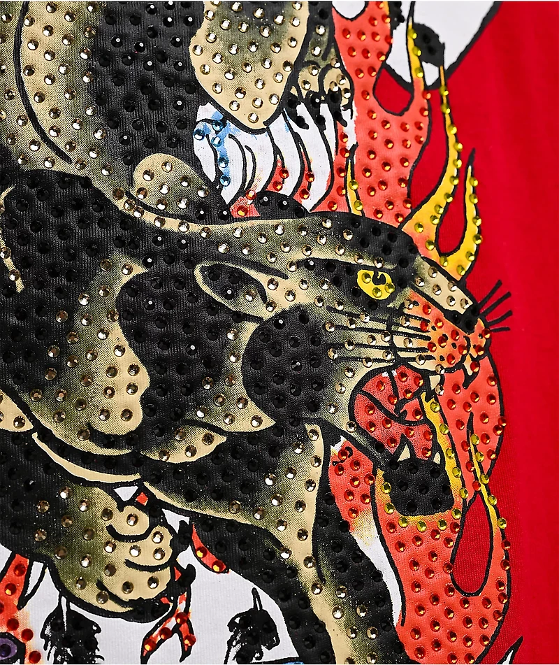 Ed Hardy Panther Flames Red Boxy T-Shirt
