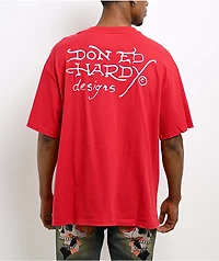 Ed Hardy Panther Flames Red Boxy T-Shirt
