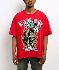 Ed Hardy Panther Flames Red Boxy T-Shirt