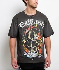 Ed Hardy Panther Flames Sunfade Grey T-Shirt