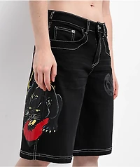 Ed Hardy Panther Heart Black Jean Shorts