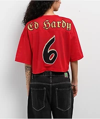 Ed Hardy Panther Heart Red Crop Jersey