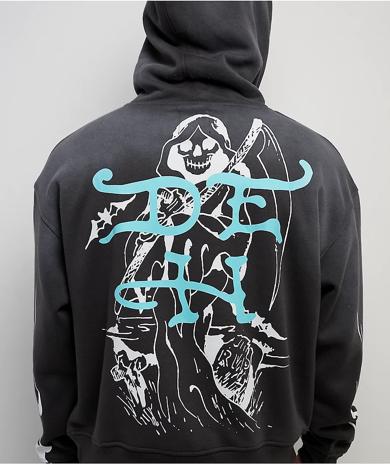 Ed Hardy Panther Rhinestone Sunfade Grey Hoodie