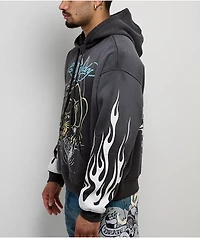 Ed Hardy Panther Rhinestone Sunfade Grey Hoodie