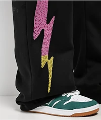 Ed Hardy Panther Rose Rhinestone Black Baggy Sweatpants