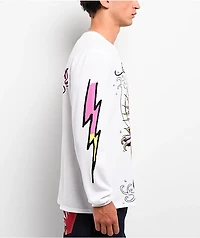 Ed Hardy Panther Rose Rhinestone White Thermal Long Sleeve T-Shirt