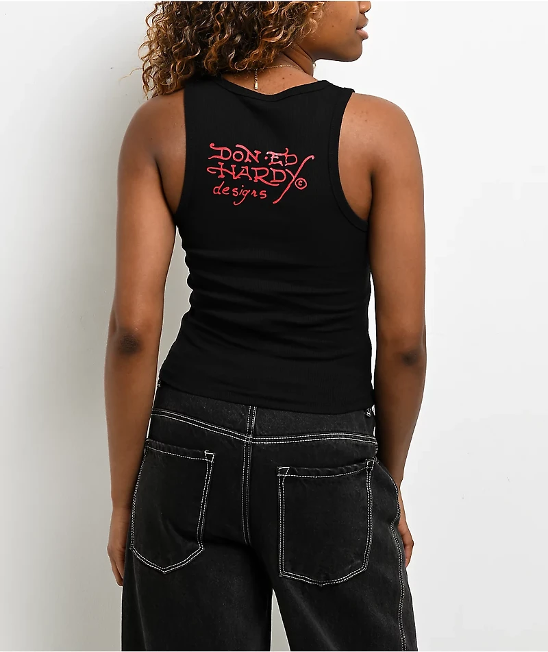 Ed Hardy Panthers Rhinestone Black Tank Top