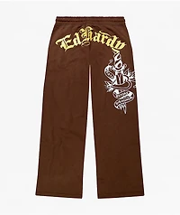 Ed Hardy Phoenix Brown Wide Leg Sweatpants