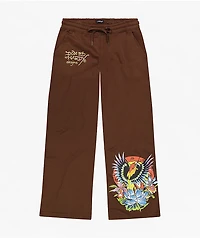Ed Hardy Phoenix Brown Wide Leg Sweatpants