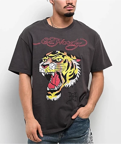 Ed Hardy Profile Tiger Charcoal T-Shirt