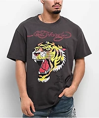 Ed Hardy Profile Tiger Charcoal T-Shirt