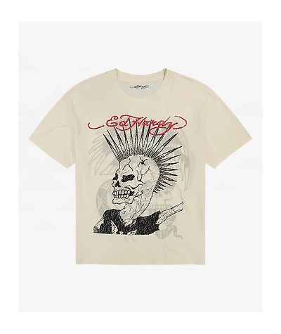 Ed Hardy Punk Mohawk Ivory Boxy T-Shirt