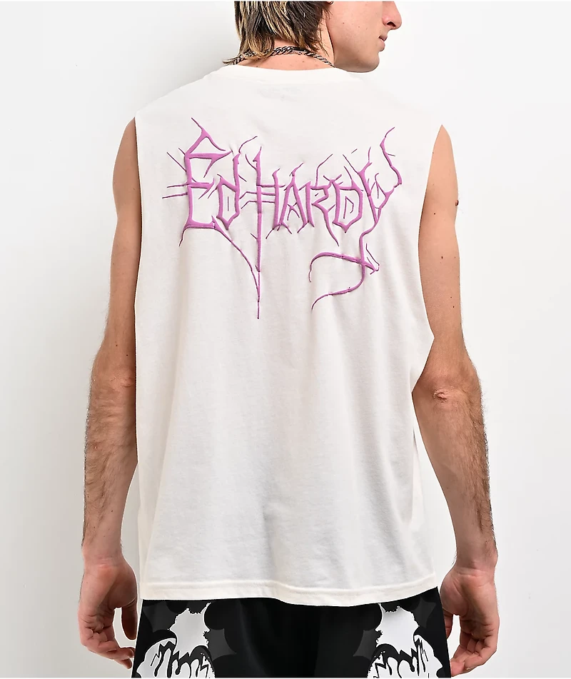 Ed Hardy Punk Skeleton Ivory Tank Top