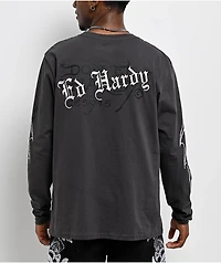 Ed Hardy Reaper Charcoal Long Sleeve T-Shirt