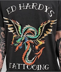 Ed Hardy Rhinestone Dragon Black T-Shirt