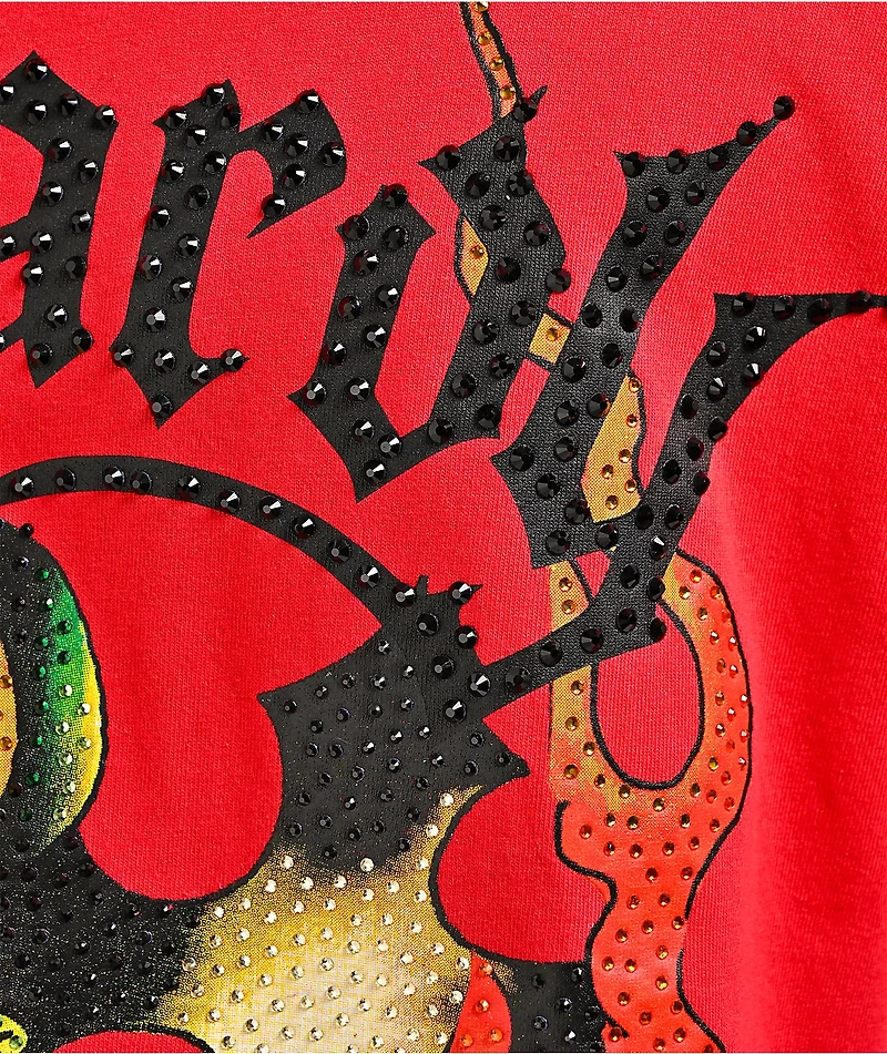 Ed Hardy Rhinestone Skulls Red T-Shirt
