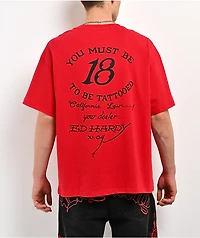 Ed Hardy Rhinestone Skulls Red T-Shirt