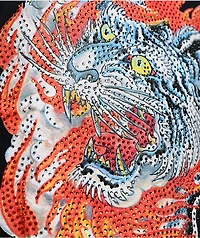 Ed Hardy Rhinestone Tiger Flames Black Long Sleeve T-Shirt