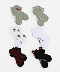 Ed Hardy Rose Cross 6 Pack Ankle Socks