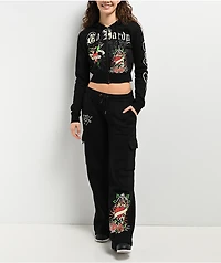 Ed Hardy Rose Skull Black Cargo Sweatpants