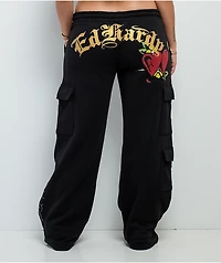 Ed Hardy Sacred Heart Black Cargo Sweatpants