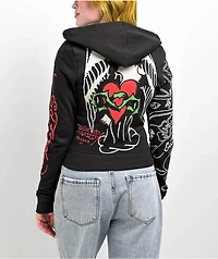 Ed Hardy Sacred Heart Black Crop Zip Hoodie