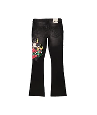 Ed Hardy Sacred Heart Dark Grey Low Rise Bootcut Jeans