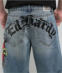 Ed Hardy Sacred Heart Light Vintage Blue Shorts