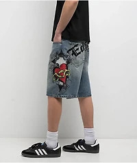 Ed Hardy Sacred Heart Light Vintage Blue Shorts