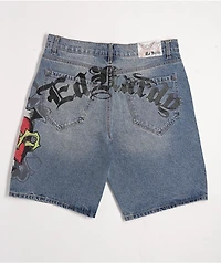 Ed Hardy Sacred Heart Light Vintage Blue Shorts