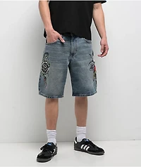 Ed Hardy Sacred Heart Light Vintage Blue Shorts