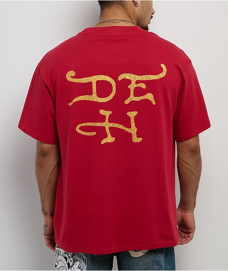 Ed Hardy Sacred Heart Rhinestone Red Boxy T-Shirt