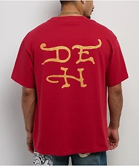 Ed Hardy Sacred Heart Rhinestone Red Boxy T-Shirt