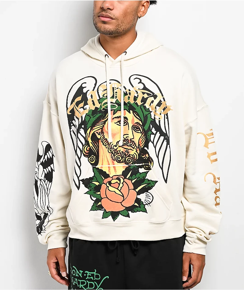 Ed Hardy Savior Ivory Hoodie