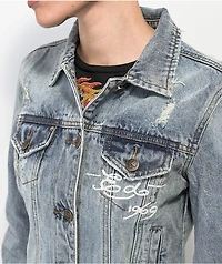 Ed Hardy Screaming Tiger Light Blue Denim Jacket