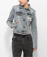 Ed Hardy Screaming Tiger Light Blue Denim Jacket