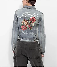Ed Hardy Screaming Tiger Light Blue Denim Jacket